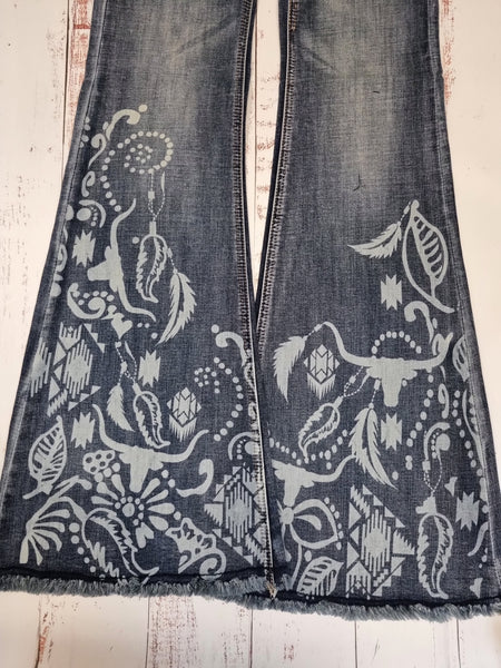 Feathered Flare Jeans Grace in LA