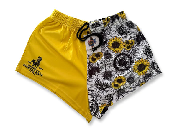 AFS Sunflowers Bright Yellow Footy Shorts- With Pockets