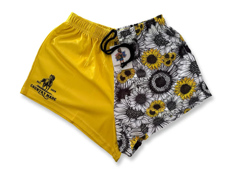 AFS Sunflowers Bright Yellow Footy Shorts- With Pockets