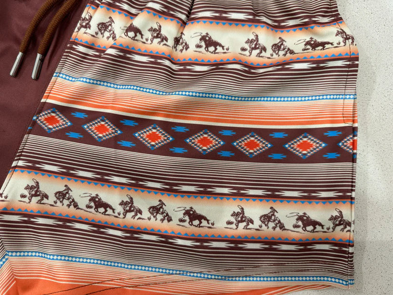 AFS "BROWN AZTEC HORSE" Footy Shorts (With Pockets)