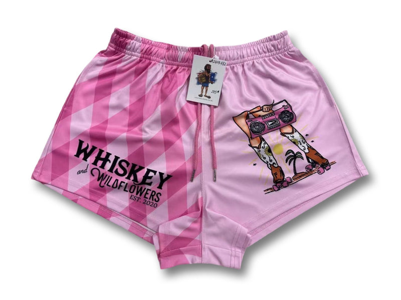 AFS "Pink Gingham Skater" Footy Shorts (With Pockets)