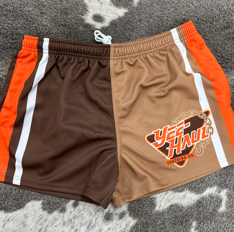 GFOUR Unisex Footy Shorts - "YEE-HAUL ORANGE"