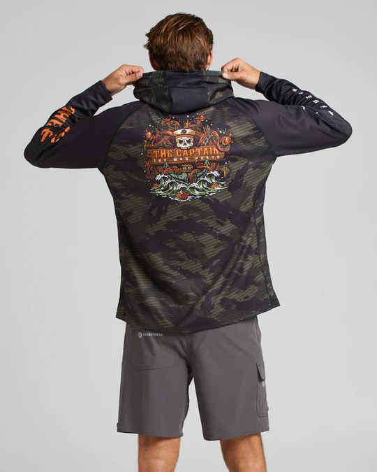 The Mad Hueys THE KRAKEN CAPTAIN | HOODED MASKED FISHING JERSEY - OLIVE