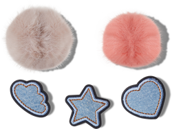 CROCS Jibbitz™ Shoe Charms -Denim and Pink Puff 5  Pack