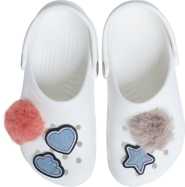 CROCS Jibbitz™ Shoe Charms -Denim and Pink Puff 5  Pack