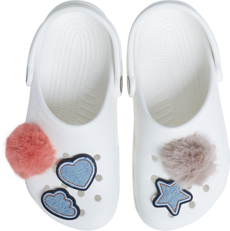 CROCS Jibbitz™ Shoe Charms -Denim and Pink Puff 5  Pack