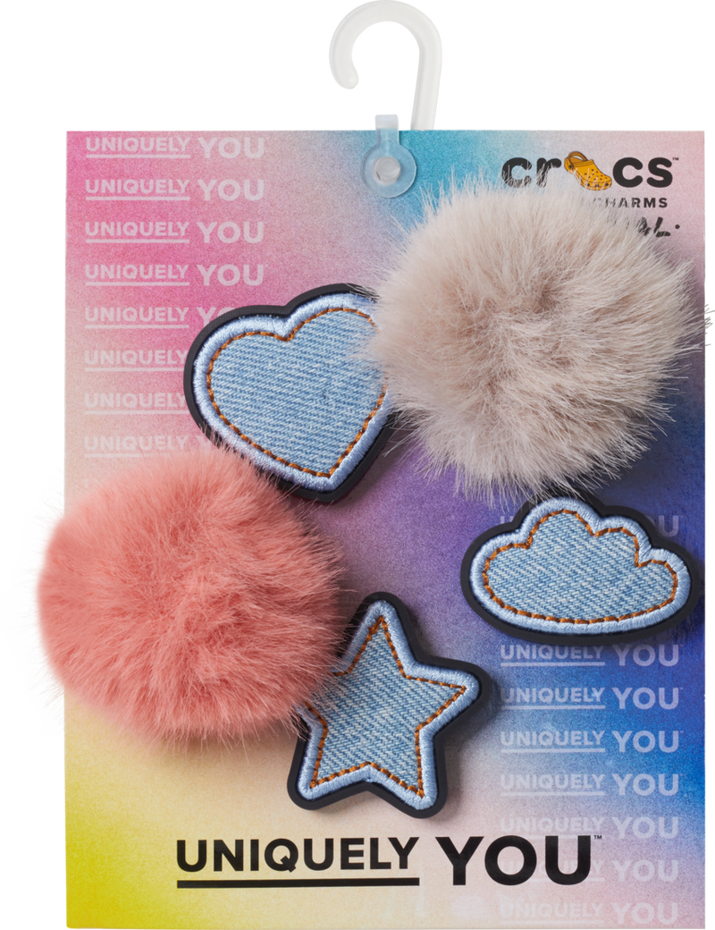 CROCS Jibbitz™ Shoe Charms -Denim and Pink Puff 5  Pack