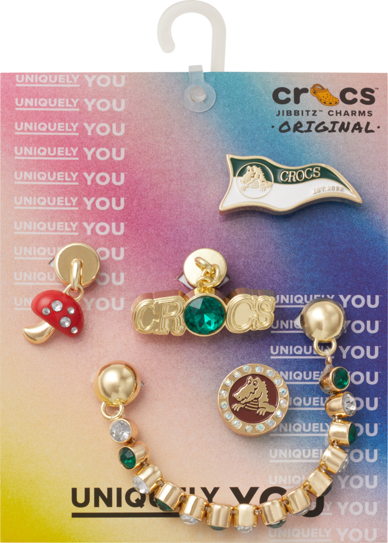 CROCS Jibbitz™ Shoe Charms - Gold Fresh Prep 5 PK