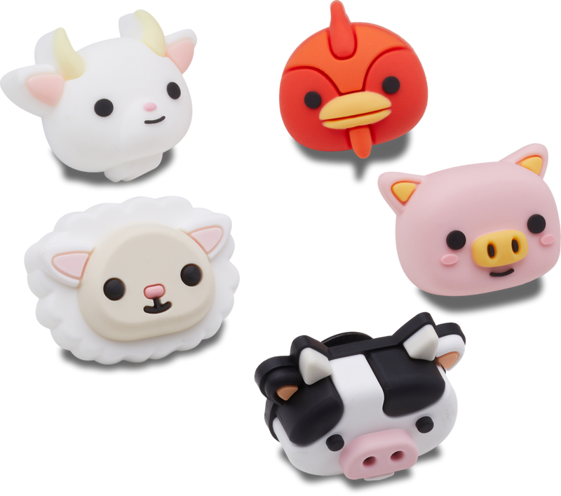 CROCS Jibbitz™ Shoe Charms - 3D Farm Animal Faces 5 Pack