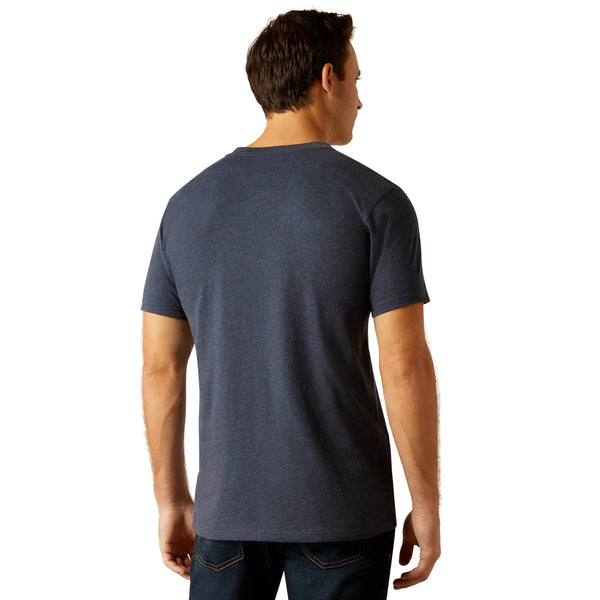 ARIAT Mens B&W Logo T-Shirt - Navy Heather