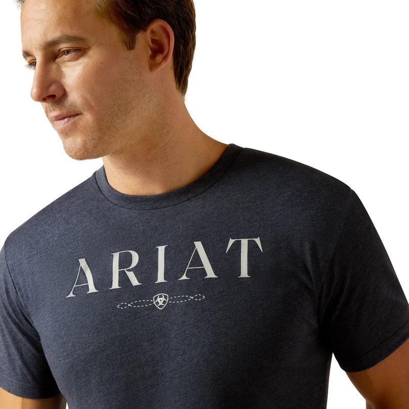 ARIAT Mens B&W Logo T-Shirt - Navy Heather