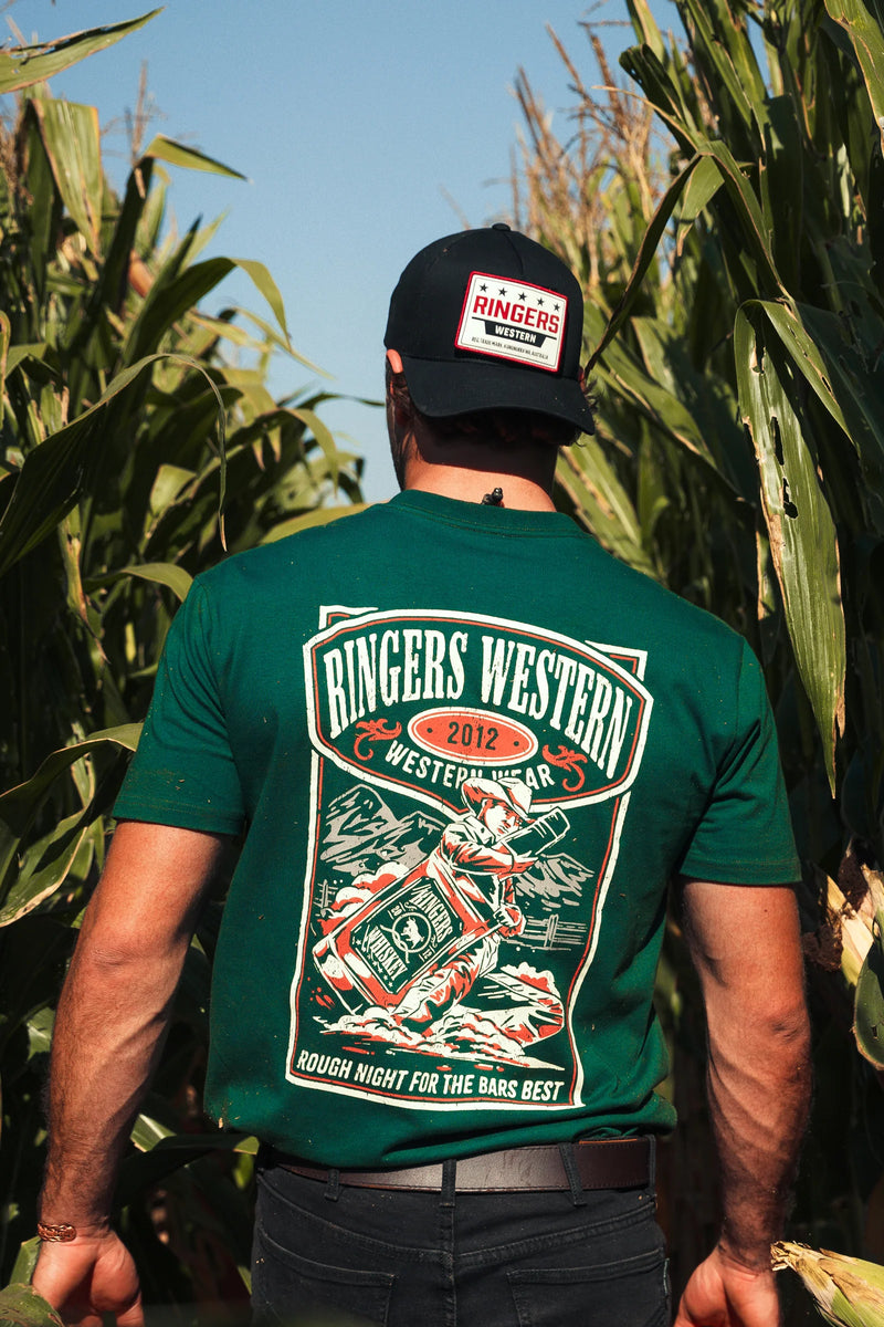 RINGERS WESTERN Bars Best Mens Stock Fit T-Shirt - Pine