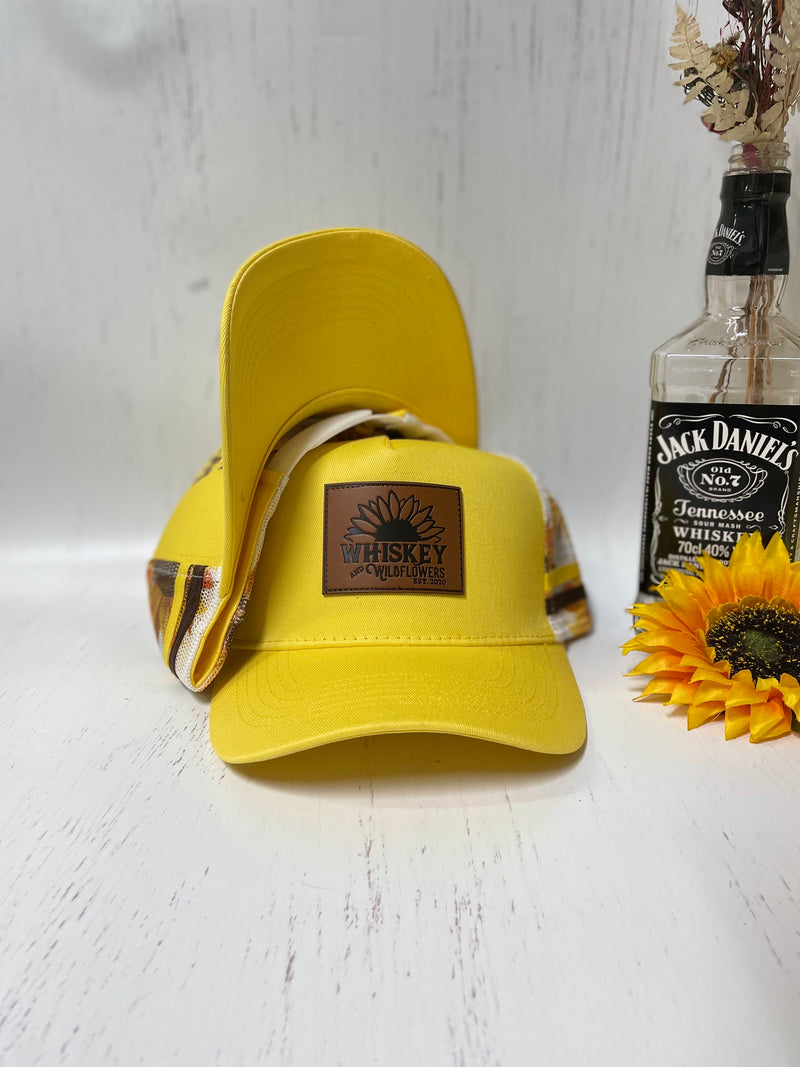 W&W Yellow and Brown Sunflower Pattern Trucker Cap DEC