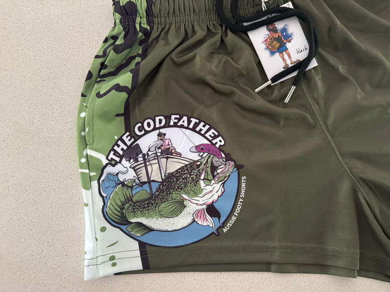 AFS Cod Father Green Footy Shorts - With Pockets