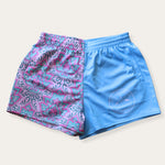 PCA Paisley Footy Shorts - Blue/ Pink