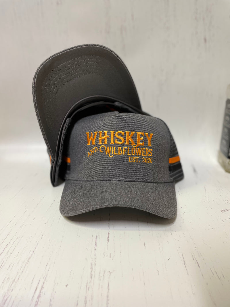 W&W Dark Grey Denim & Orange Trucker Cap DEC