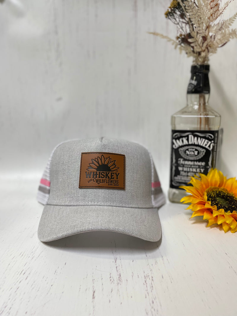 W&W Mouse Grey denim with Pastel Pink and White Trucker Cap MAR