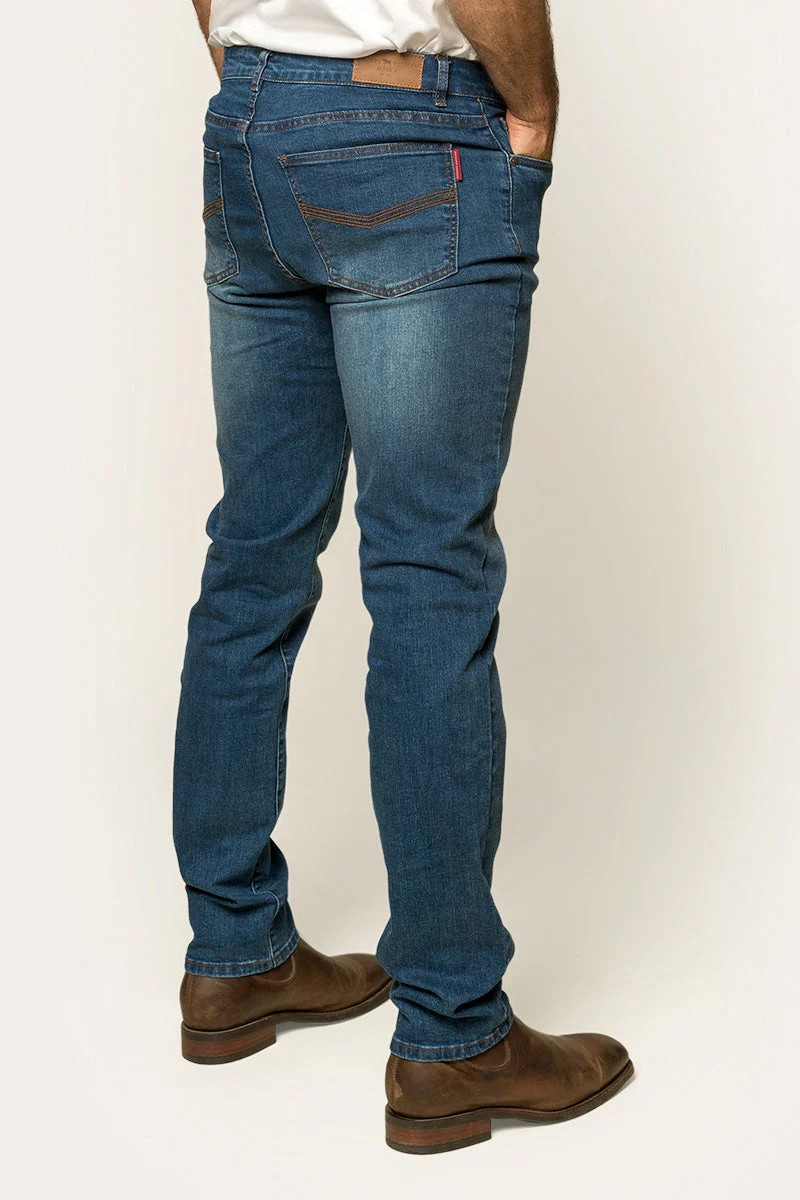 Burke Mens Tapered Leg Jeans- MID BLUE