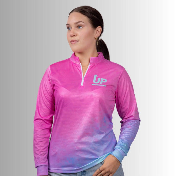 Up North Apparel - Ladies Cotton Candy Zip Neck Polo Jersey
