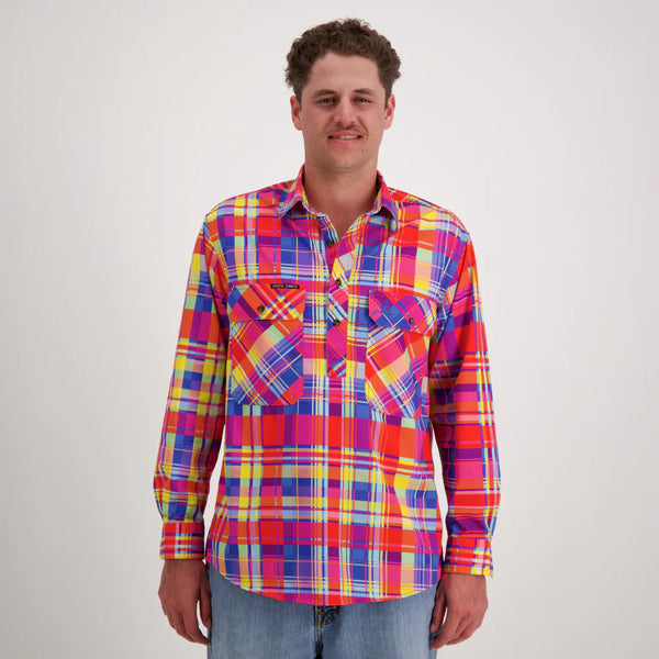Coastal Cowboys - Checkmate Mens Half Button Workshirt