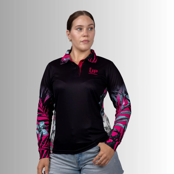 Up North Apparel - Ladies Tropical Hibiscus Polo Jersey