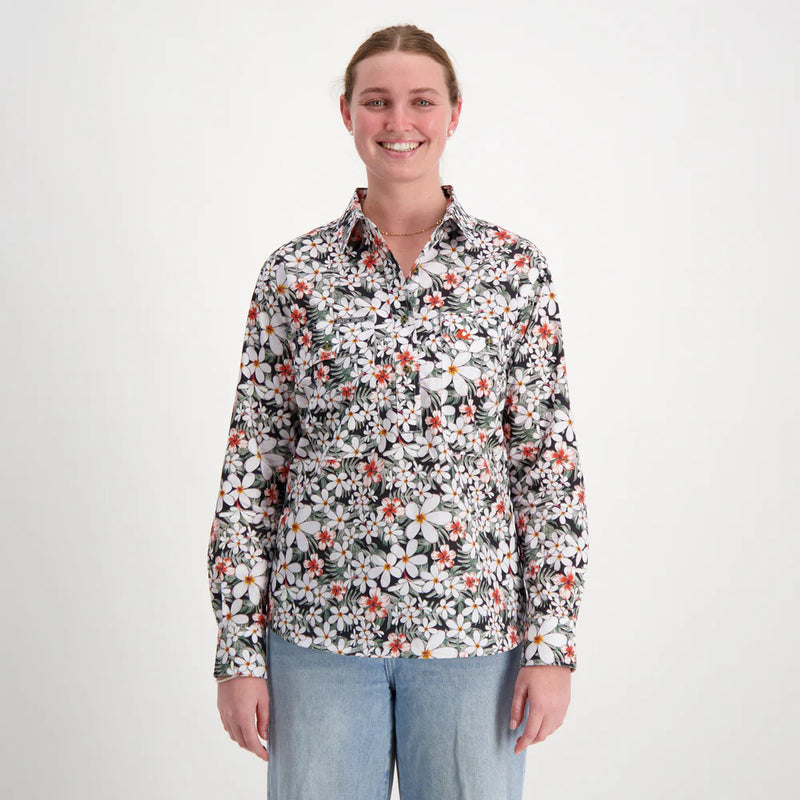 Coastal Cowboys - Frangipani Women's Half Button Workshirt