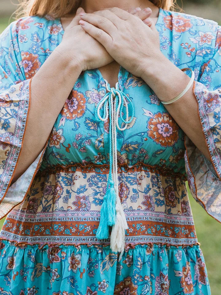 KashKiya - Blue BoHo Breeze Dress