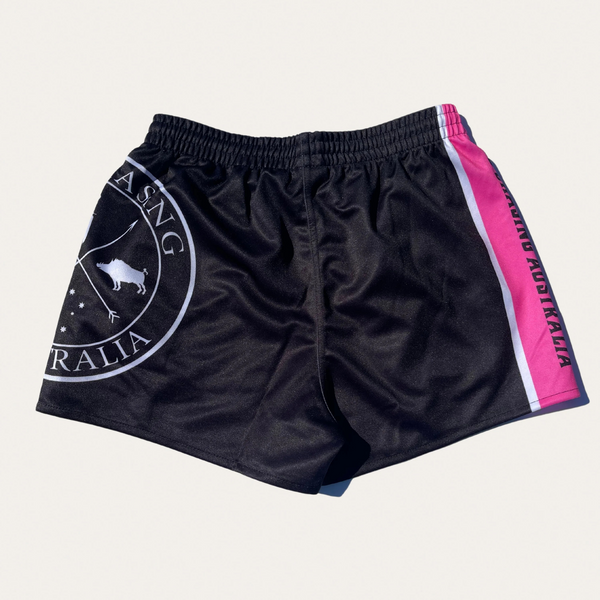 PCA Footy Shorts -Pink Stripe- ZIP Pockets!