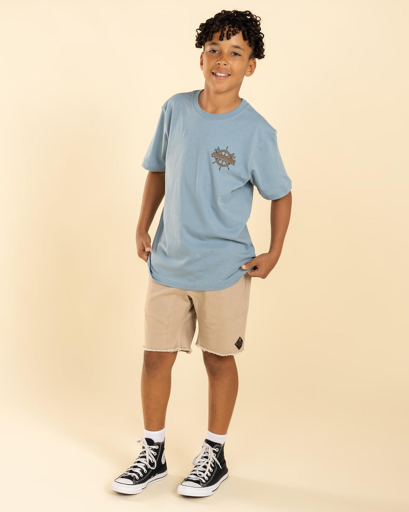 The Mad Hueys The Sea Captain Youth SS Tee - Steel Blue