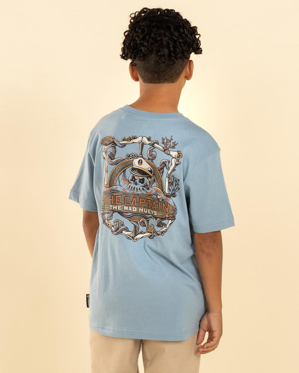 The Mad Hueys The Sea Captain Youth SS Tee - Steel Blue