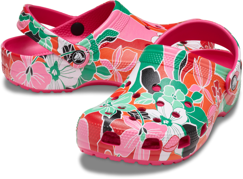 KIDS CLASSIC WOODCUT FLORAL CLOG - Dragonfruit