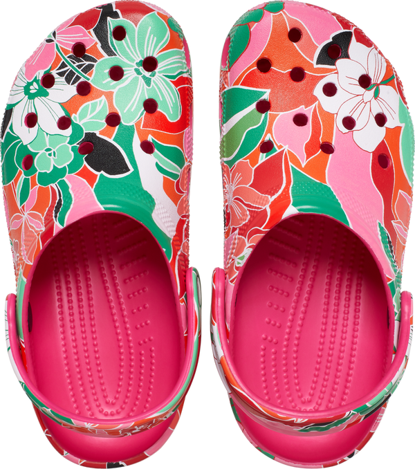 KIDS CLASSIC WOODCUT FLORAL CLOG - Dragonfruit