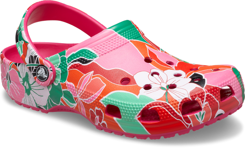 KIDS CLASSIC WOODCUT FLORAL CLOG - Dragonfruit