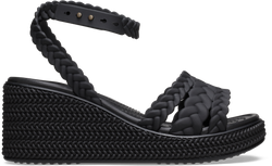 CROC Brooklyn Woven Ankle Strap Wedge - Black