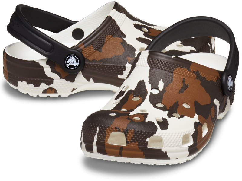 KIDS CLASSIC COW PRINT CLOG - White/ Black