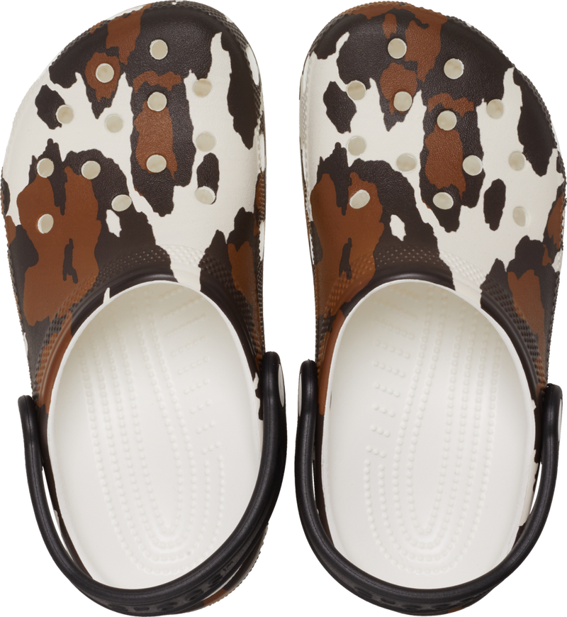 KIDS CLASSIC COW PRINT CLOG - White/ Black