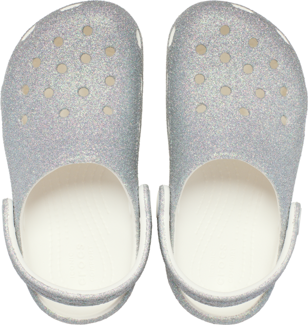 KIDS CLASSIC IRIDESCENT GLITTER CLOG - White