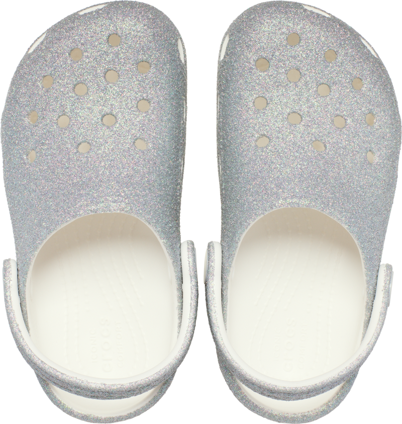 KIDS CLASSIC IRIDESCENT GLITTER CLOG - White