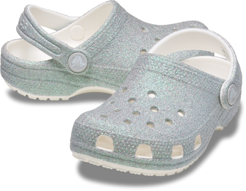 KIDS CLASSIC IRIDESCENT GLITTER CLOG - White