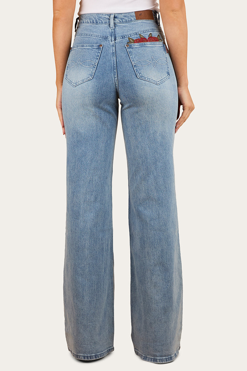 Ringers Western Visalia Rose Womens Wide Leg Jean - Light Wash Blue