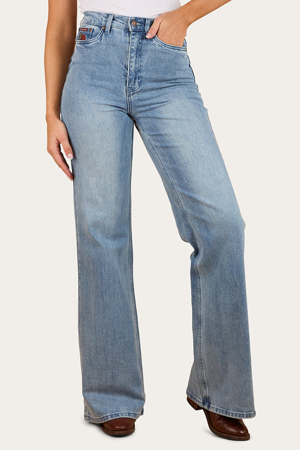 Ringers Western Visalia Rose Womens Wide Leg Jean - Light Wash Blue