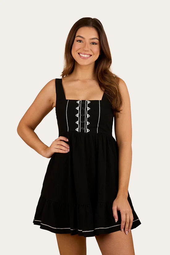 RINGERS WESTERN Westley Womens Embroidered Mini Dress - Black (Copy)