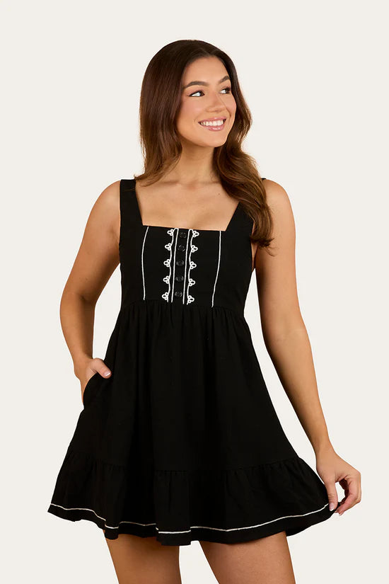 RINGERS WESTERN Westley Womens Embroidered Mini Dress - Black (Copy)