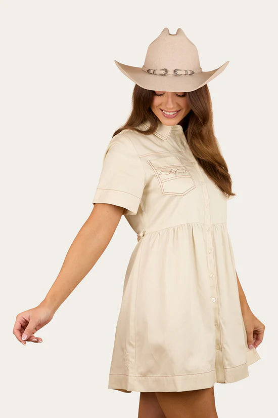 RINGERS WESTERN Eloise Womens Shirt Dress - Off White (Copy)