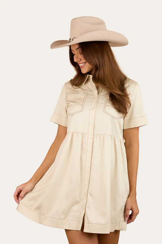 RINGERS WESTERN Eloise Womens Shirt Dress - Off White (Copy)