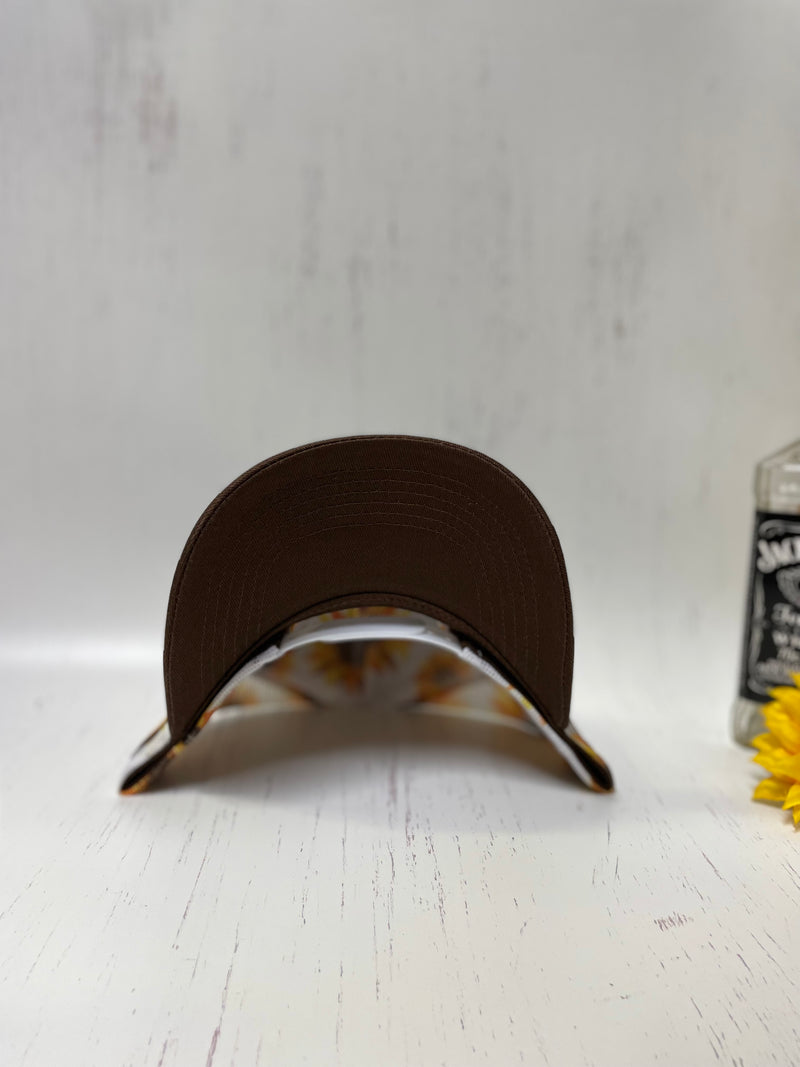 W&W Brown & Yellow Trucker Cap DEC with Sunflower print