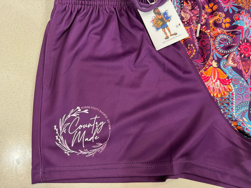 AFS Purple Paisley Footy Shorts - With Pockets