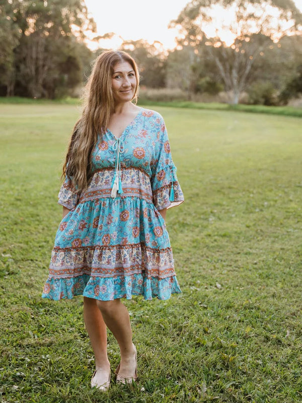 KashKiya - Blue BoHo Breeze Dress