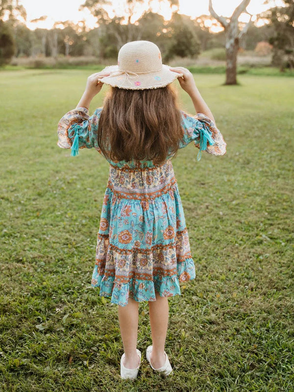 KashKiya - Mini Blue BoHo Breeze Dress