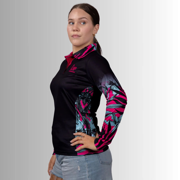 Up North Apparel - Ladies Tropical Hibiscus Polo Jersey